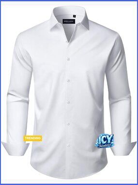 Men's Long Sleeve Dress Shirt Wrinkle Free Stretch Button Down